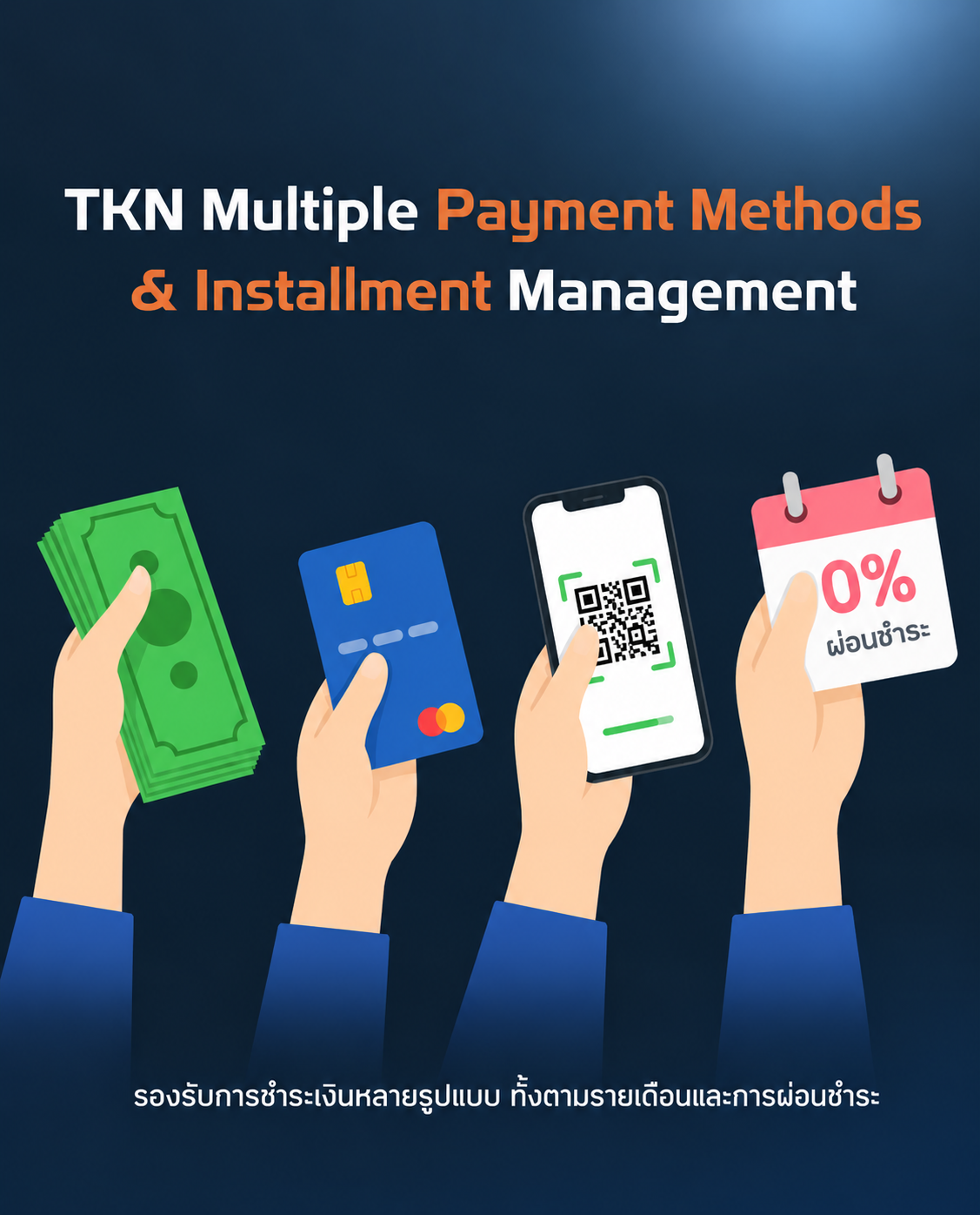 รองรับหลากหลายช่องทางการชำระเงิน พร้อมจัดการผ่อนชำระ (TKN Flexible Payment Methods & Installment Management)